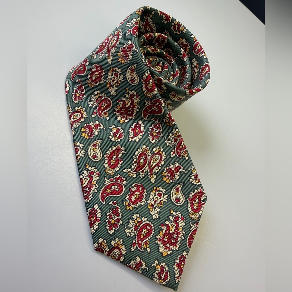 VTG Polo Ralph Lauren Silk Paisley Tie - Green/red- Made in USA